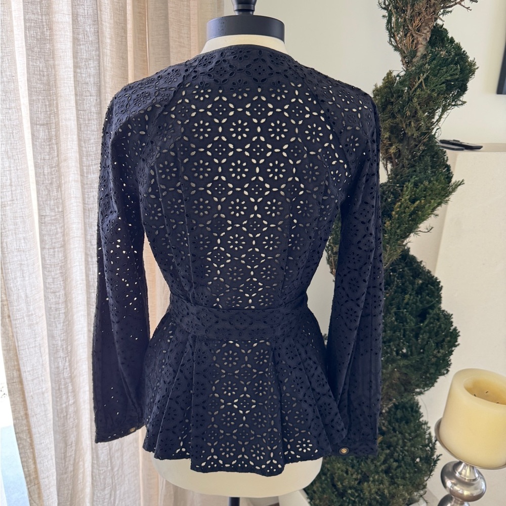 Veronica Beard Kapnos Eyelet Jacket - Black Size 2 - Picture 9 of 15